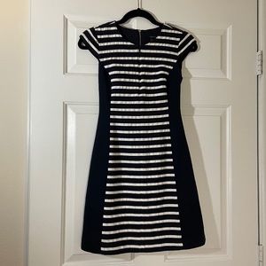 Armani Exchange Navy and White Striped Dress